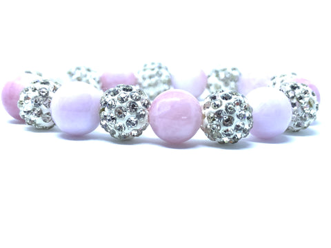 Pink Jade Glitter Stone Bracelet - C o s m i C ^ O x y g e N