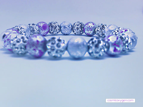 SILVER PURPLE GLASS BRACELET - C o s m i C ^ O x y g e N